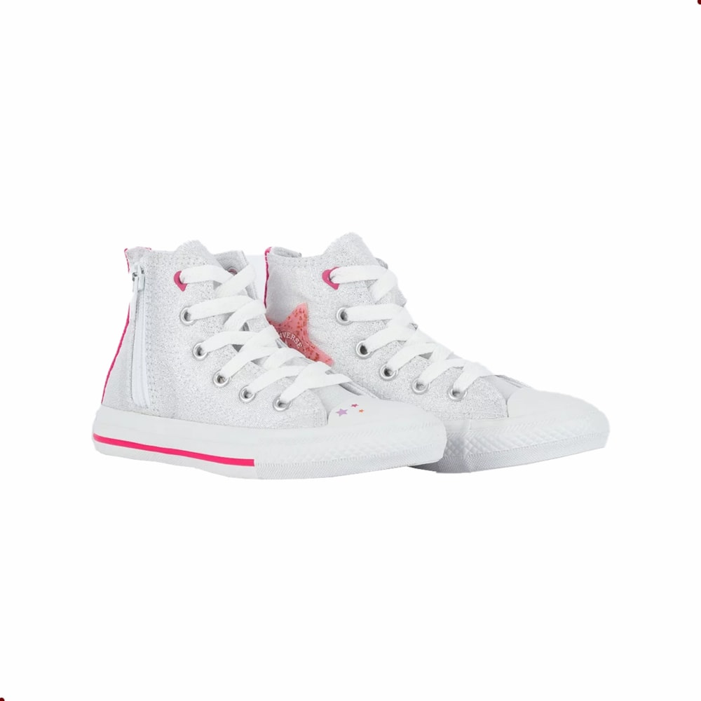 TÊNIS CONVERSE INFANTIL PRATA/BRANCO